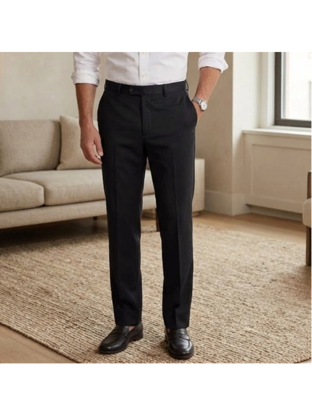 Ralph Lauren Men's Black Dress Pants - High Performance Wool 35x32 travel 1738